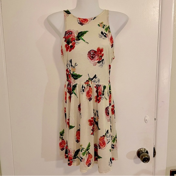 TOPSHOP Floral print rose halter dress sz 2 - Picture 1 of 10